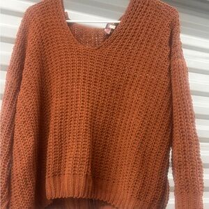 Andrée by Unit Rust Open-Knit Sweater